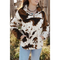 Azura Exchange Cow Print Fleece Sweatshirt