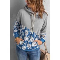 Azura Exchange Floral Splicing Cowl Neck Hoodie