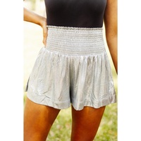 Azura Exchange Smocked High Waist Shorts with Metallic Sheen