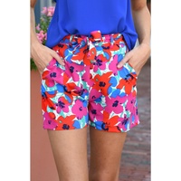 Azura Exchange Belted Floral Print Shorts