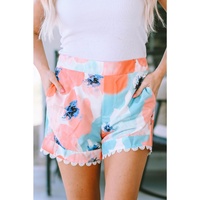 Azura Exchange Water Marbling Print Lace Trim Shorts