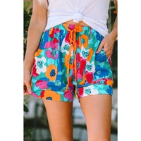 Azura Exchange Floral Print Drawstring Waist Casual Shorts