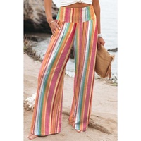 Azura Exchange Striped Smocked High Waist Wide Leg Pants