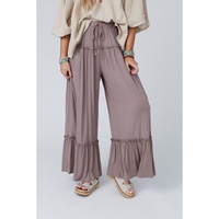 Azura Exchange Frilled Drawstring High Waist Wide Leg Pants