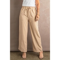 Azura Exchange Drawstring Waist Crinkled Wide Leg Pants