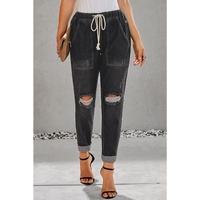 Azura Exchange Distressed Denim Jogger with Pocket Detail