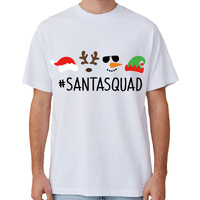 100% Cotton Christmas T-shirt Adult Unisex Tee Tops Funny Santa Party Custume, Santa Squad (White)