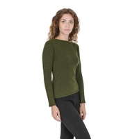 Crown of Edinburgh Cashmere Women's Boat Neck Cashmere Sweater - COE 007 in Verde Oliva