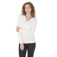 Crown of Edinburgh Cashmere Women's Premium Italian Cashmere V-Neck Sweater in Off white