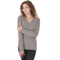 Crown of Edinburgh Cashmere Women's Premium Cashmere V-Neck Sweater in Taupe