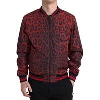 Dolce & Gabbana Men's Red Leopard Bomber Short Coat Jacket