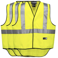 3x HUSKI Hi Vis Patrol Vest 3M Tape Safety Workwear High Visibility Bulk - Yellow