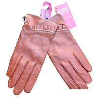 DENTS Ladies Sheepskin Lined Ruffle Piping Gloves Driving LL1017 Purple Cognac - Cognacarge