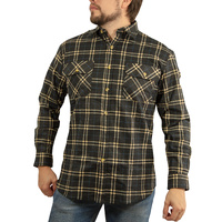 Mens FLANNELETTE SHIRT Check 100% COTTON Flannel Vintage Long Sleeve - 99 (Full Placket)