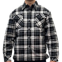 Mens QUILTED FLANNELETTE SHIRT 100% COTTON Flannel Jacket Padded Long Sleeve - S