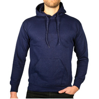 Adult Mens 100% Cotton Fleece Hoodie Jumper Pullover Sweater Warm Sweatshirt - Navy