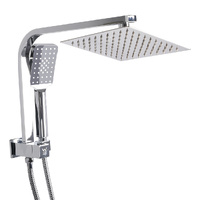 High Pressure Shower Head Set Rain Square Silver