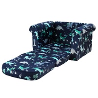 Kids Sofa 2 Seater Children Flip Open Couch Lounger Armchair Dinosaur Navy