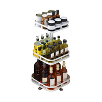 3 Tier Steel White Square Rotating Multi-Function Kitchen Portable Storage Spice Seasoning Kitchen Countertop Organiser Shelf