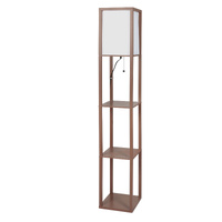  LED Floor Lamp with Storage Shelf Brown