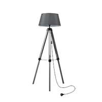  Tripod Wooden Floor Lamp Shaded Grey