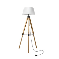  Tripod Wooden Floor Lamp Shaded Natural