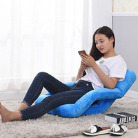 2X Foldable Lounge Cushion Adjustable Floor Lazy Recliner Chair with Armrest Blue