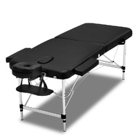 Massage Table 70cm 2 Fold Aluminium Massage Bed Portable Beauty Therapy Black