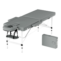 Massage Table 55cm 2 Fold Aluminium Massage Bed Portable Beauty Therapy Grey