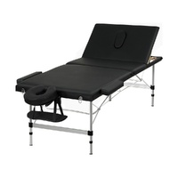 Zenses Massage Table 85cm Portable 3 Fold Aluminium Beauty Bed Black