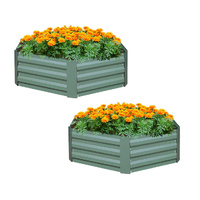 2X 60cm Hexagon Shape Galvanised Raised Garden Bed Vegetable Herb Flower Outdoor Planter Box