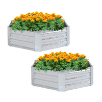 2X 60cm Hexagon Shape Galvanised Raised Garden Bed Vegetable Herb Flower Outdoor Planter Box