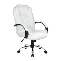 Executive Office Chair Leather Tilt White