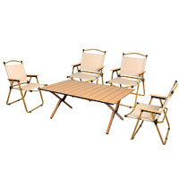  Folding Camping Table Chair Set Oak