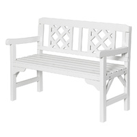 Outdoor Garden Bench Wooden Chair 2 Seat Patio Furniture Lounge White