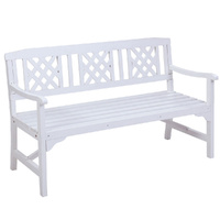 Outdoor Garden Bench Wooden Chair 3 Seat Patio Furniture Lounge White