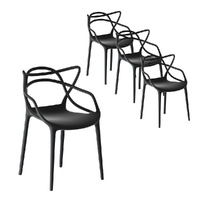 4PC Outdoor Dining Chairs PP Portable Stackable Chair Patio Furniture