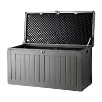 Outdoor Storage Box 190L Container Lockable Garden Bench Tool Shed Black