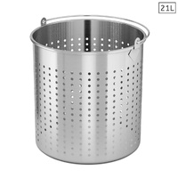 21L 18/10 Stainless Steel Perforated Stockpot Basket Pasta Strainer with Handle