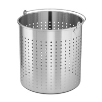 71L 18/10 Stainless Steel Perforated Stockpot Basket Pasta Strainer with Handle