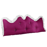 120cm Burgundy Princess Bed Pillow Headboard Backrest Bedside Tatami Sofa Cushion with Ruffle Lace Home Decor