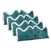 4X 150cm Blue-Green Princess Bed Pillow Headboard Backrest Bedside Tatami Sofa Cushion with Ruffle Lace Home Decor