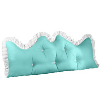 150cm Light Blue Princess Bed Pillow Headboard Backrest Bedside Tatami Sofa Cushion with Ruffle Lace Home Decor