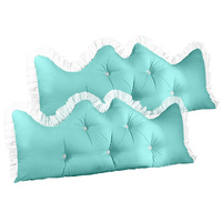 2X 180cm Light Blue Princess Bed Pillow Headboard Backrest Bedside Tatami Sofa Cushion with Ruffle Lace Home Decor