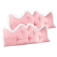 2X 180cm Pink Princess Bed Pillow Headboard Backrest Bedside Tatami Sofa Cushion with Ruffle Lace Home Decor