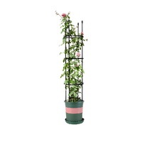 133cm 4-Bar Plant Frame Stand Trellis Vegetable Flower Herbs Outdoor Vine Support Garden Rack with Rings