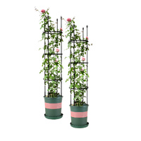 2X 133cm 4-Bar Plant Frame Stand Trellis Vegetable Flower Herbs Outdoor Vine Support Garden Rack with Rings