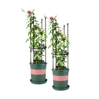 2X 73cm 4-Bar Plant Frame Stand Trellis Vegetable Flower Herbs Outdoor Vine Support Garden Rack with Rings