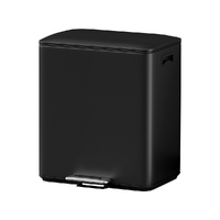 Cefito Pedal Bins Rubbish Bin Dual Compartment Waste Recycle Dustbins 40L Black