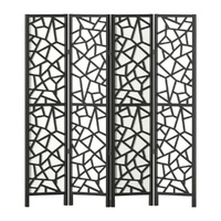 Clover Room Divider Screen Privacy Wood Dividers Stand 4 Panel Black